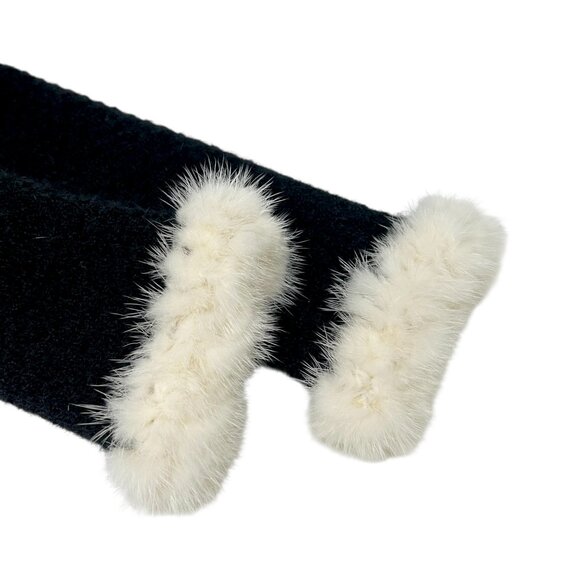 CHANEL Vintage 03A CC Logo Mohair Knit Fur Jacket Pocket Button #38 [105700] - Picture 7 of 12